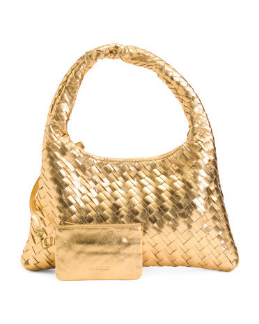 Leather Haven Small Hand Woven Hobo With Detachable Wristlet | TJ Maxx