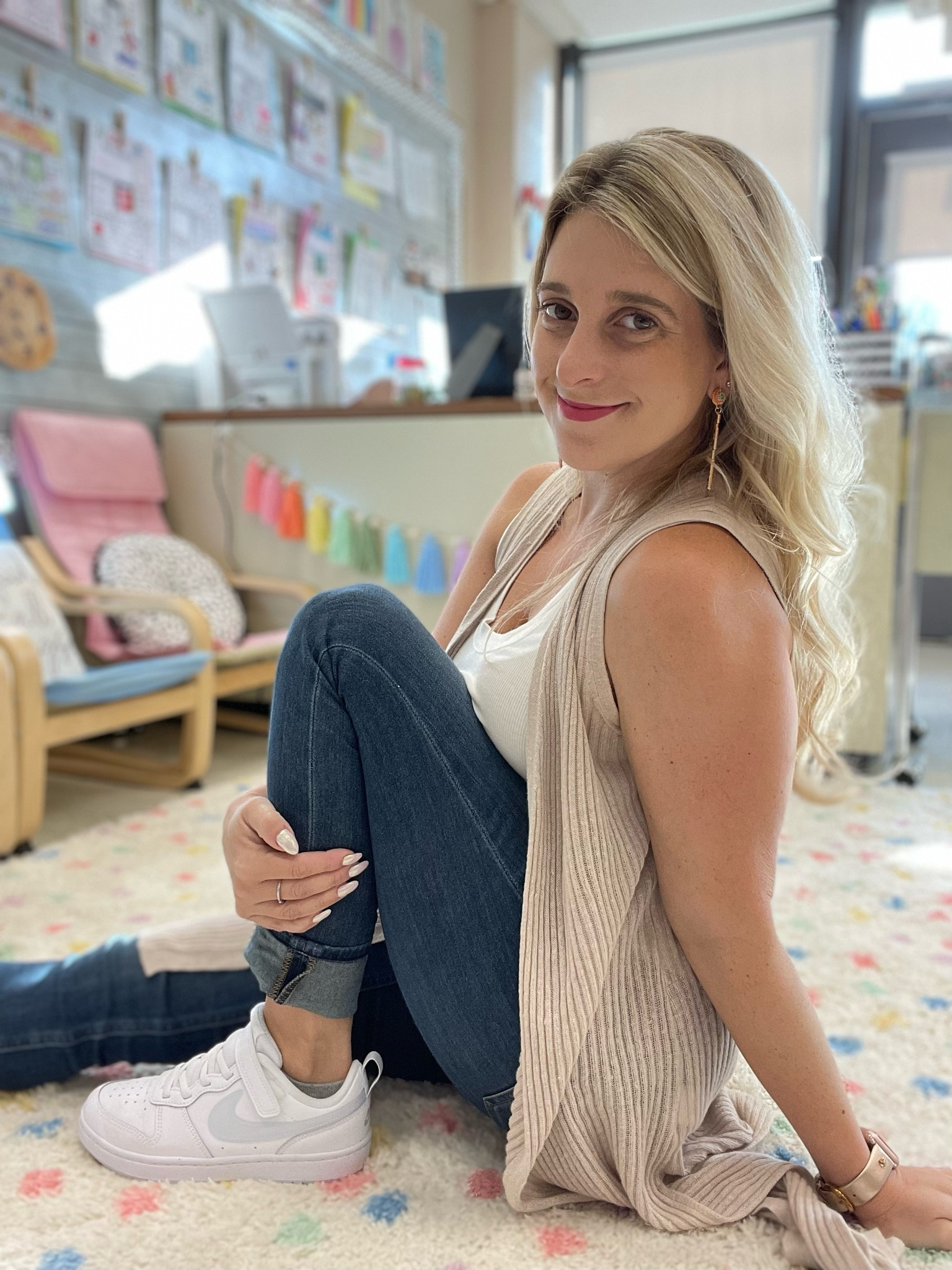 Wearing my favorite “Friyay” earrings and comfy Nikes to work day. 

#LTKworkwear #LTKSeasonal #LTKU