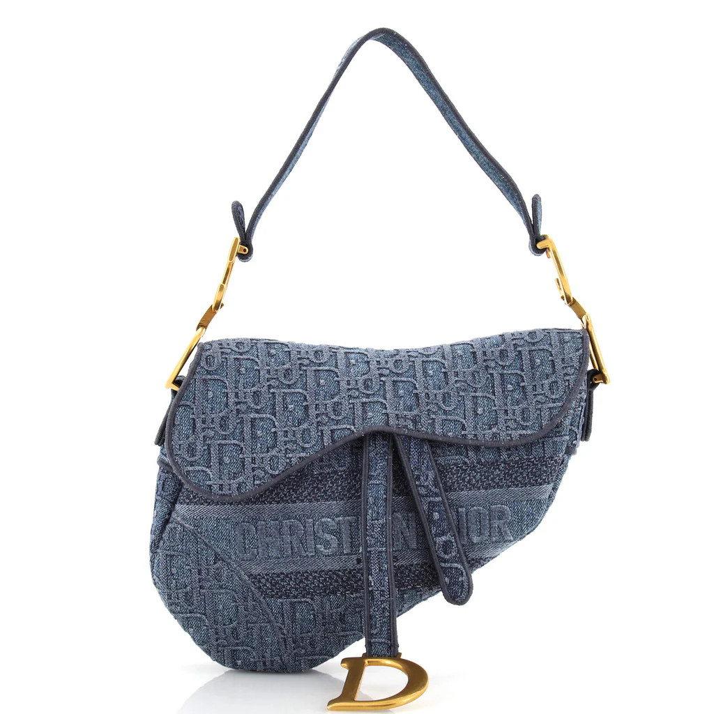 Saddle Handbag Oblique Denim Medium | Rebag