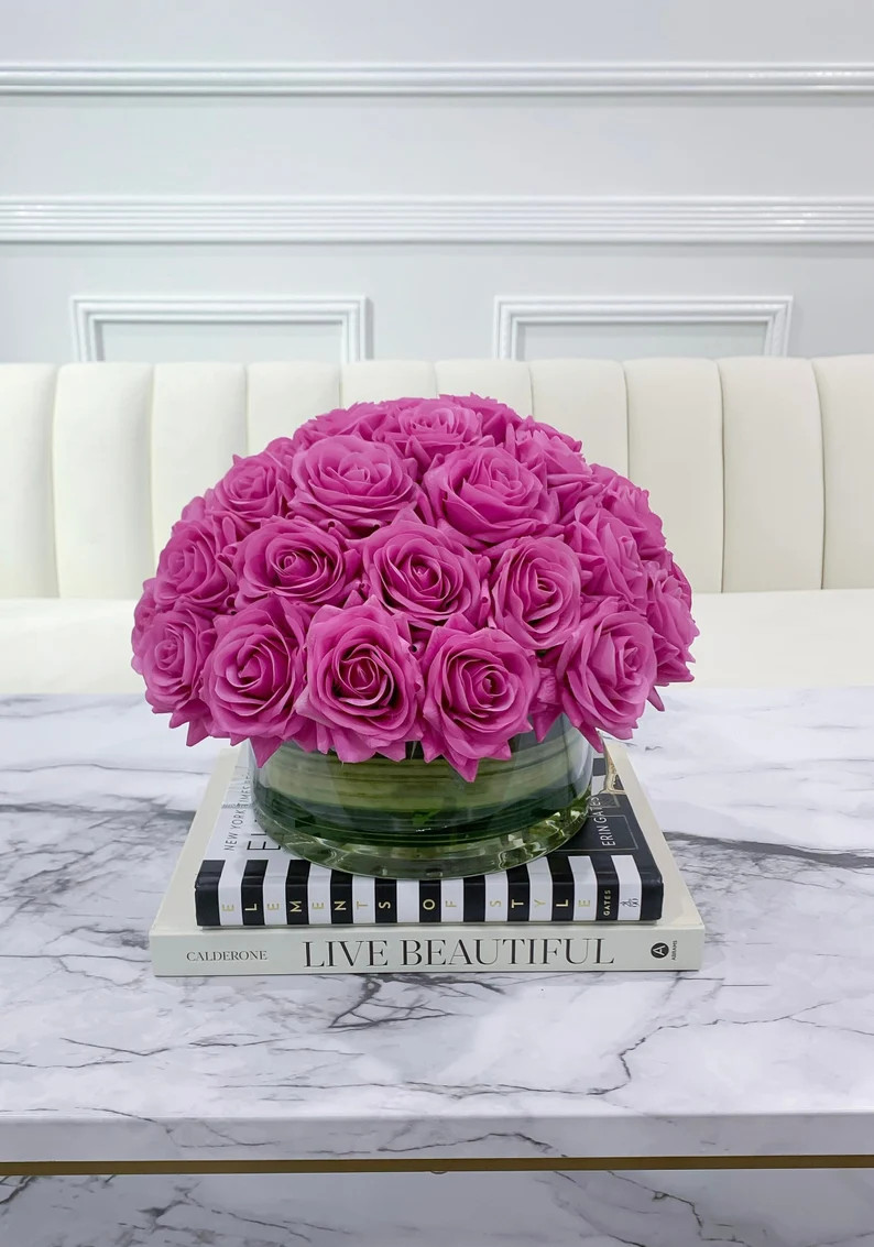 40 Roses Large Centerpiece-Roses Centerpiece-White Real Touch Rose Arrangement-Artificial Luxury ... | Etsy (Global)