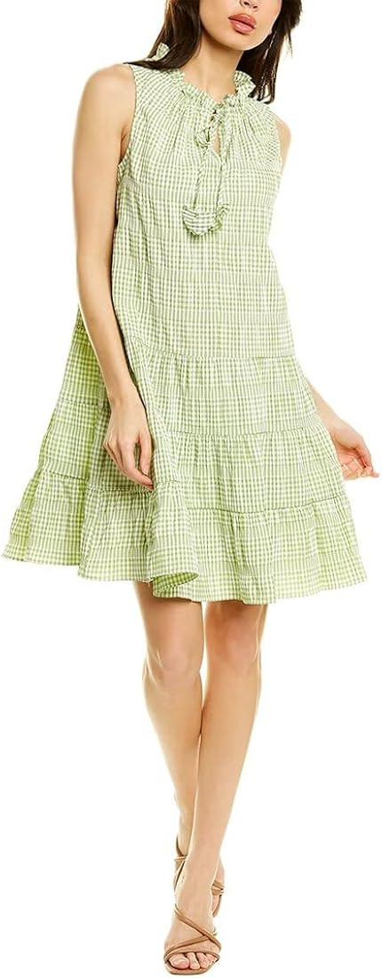 Max Studio Women's Gingham Sleeveless Tiered Dress | Amazon (US)