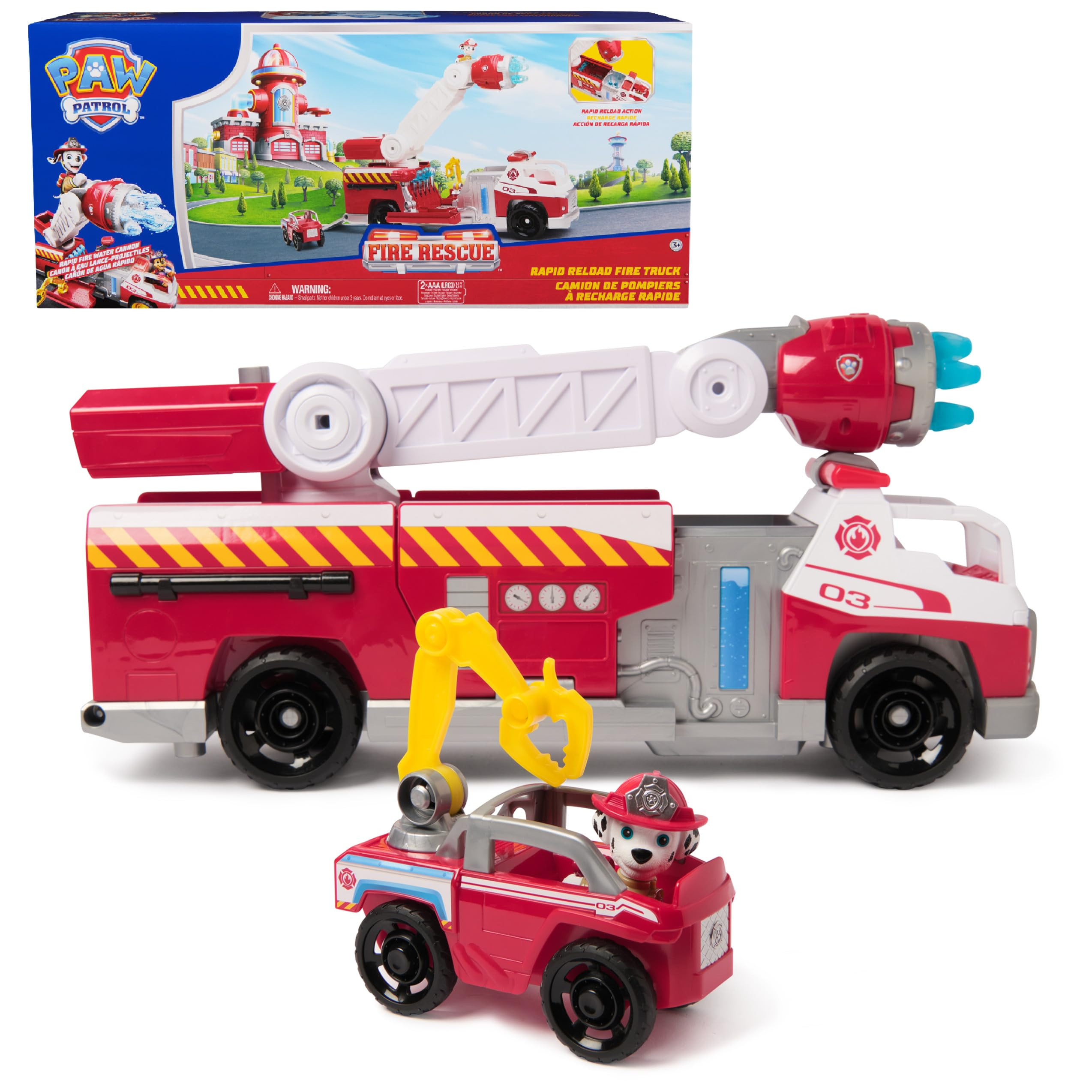 Paw Patrol Fire Rescue: Rapid Reload Fire Truck with Marshall Figure, Quick-Fire Launcher, Lights... | Amazon (US)