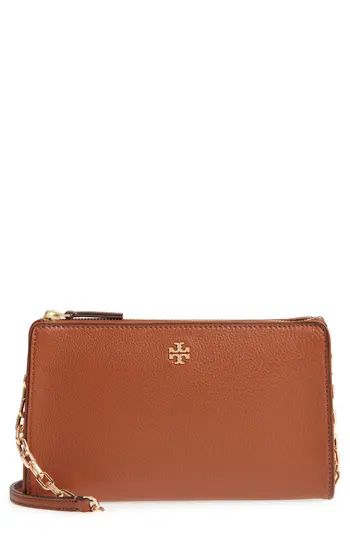 Women's Tory Burch Marsden Leather Wallet Crossbody Bag - Brown | Nordstrom