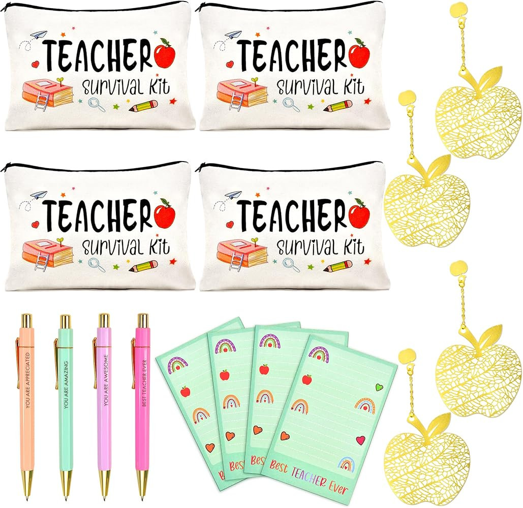 Teacher Christmas Gifts Bulk, 16Pcs Teacher Gifts for Women with Teacher Survival Kit Makeup Bags... | Amazon (US)