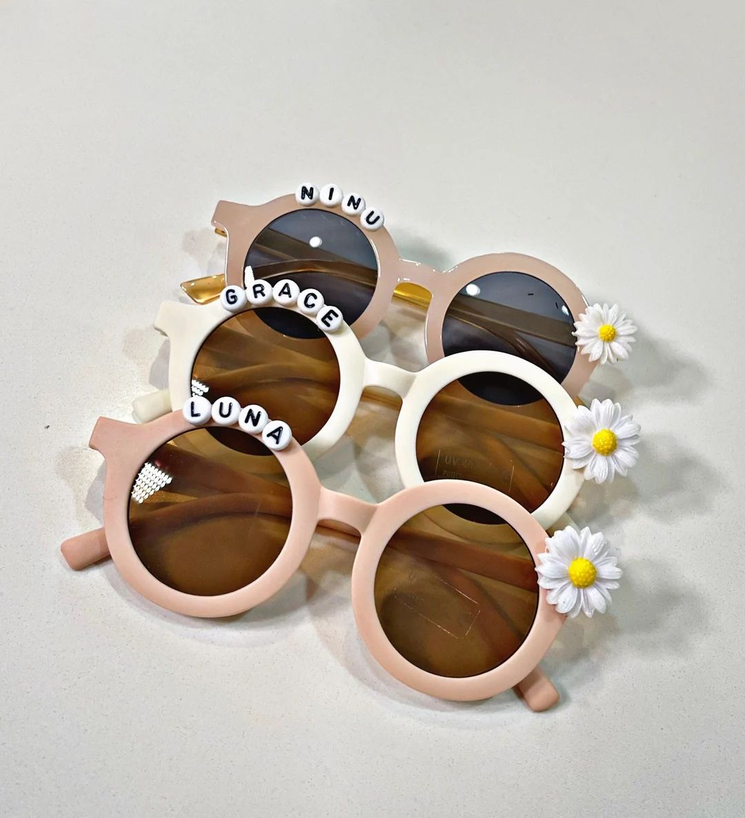 Floral Daisy girls personalized Name Sunglasses toddlers , baby kids gift with Leather case . Premiu | Etsy (US)