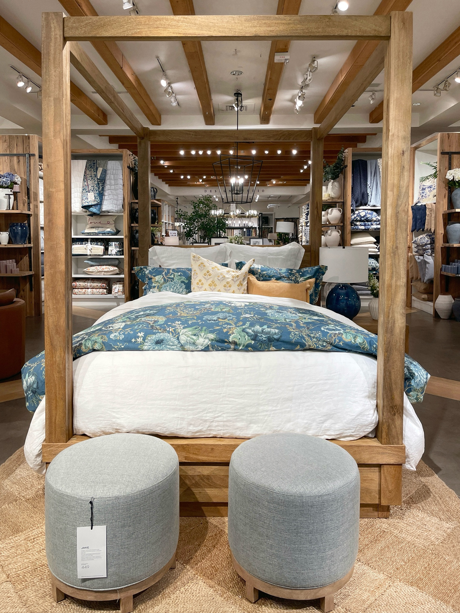 Modern lines and rustic charms, this canopy bed frame is a best seller for a reason! 🛏️  Layered with beautiful bedding & cozy pillows - this setup is giving me bedtime bliss vibes! 🌙 

#LTKhome