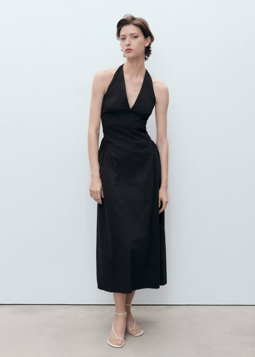 Halter neck cotton midi-dress black - Women - 2 - MANGO | Mango (US/MX/AU)