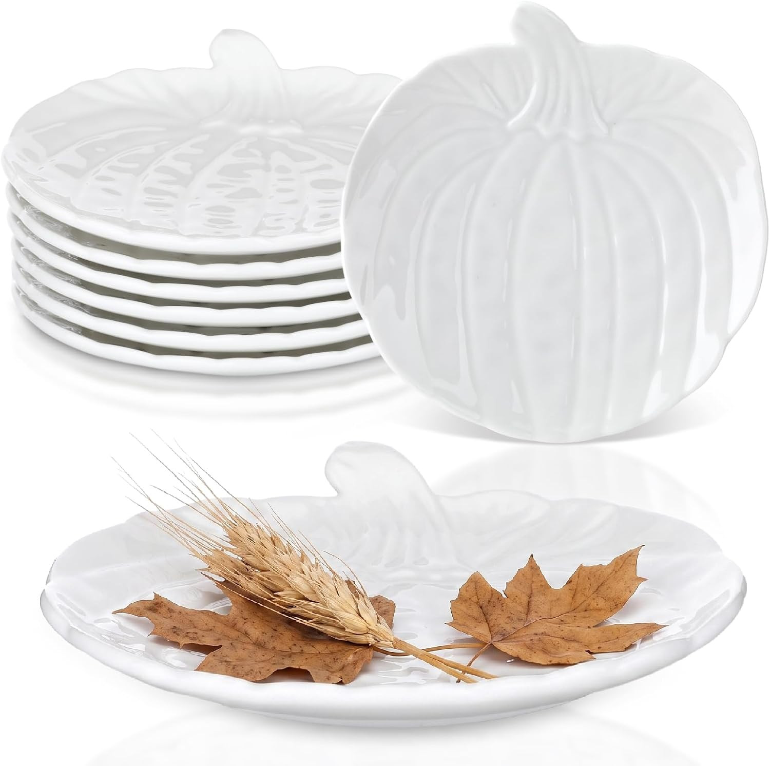 Sumind 6 Pcs 6'' Pumpkin Plates Ceramic Fall Thanksgiving Appetizer Plates | Amazon (US)