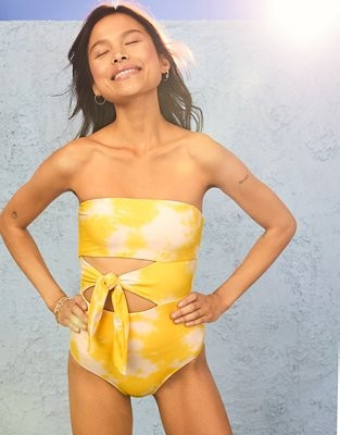 Aerie Wrap Bandeau One Piece Swimsuit- Aerie Swimsuit | American Eagle Outfitters (US & CA)