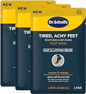 Dr. Scholl's® Tired, Achy Feet Soothing & Reviving Foot Mask, 3 Pair, Warming Booties | Amazon (US)