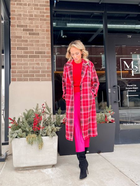 Being Bold❤️…Loud Plaid Coat ✔️Hot Pink Skirt ✔️Cherry Red Sweater ✔️
Don't be afraid to try some color!
Outfit Details....
Plaid Soft Brushed Overcoat @oldnavy
Red Eyelash Sweater @oldnavy
Pink Satin Midi Skirt @oldnavy
Black Slouch Boots - old from @express
Follow for more outfit and style inspo!
plaid, plaid coat, skirt, midi skirt, satin skirt, fashion, fashion style,  ootd, ootd fashion, oldnavy, oldnavy style, affordable fashion,  Itkunder50, Itkunder100, fashionover40, fashionover30, winter fashion, winter outfit

#LTKover40 #LTKstyletip #LTKfindsunder50