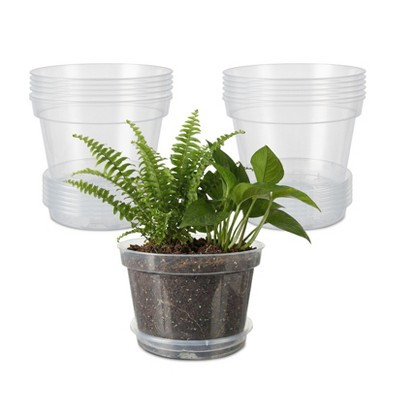 Clear Plastic Nursery Pots for Seedlings, Indoor & Outdoor Plant Planters with Drainage, 12-Pack 8-in with Saucers | Target