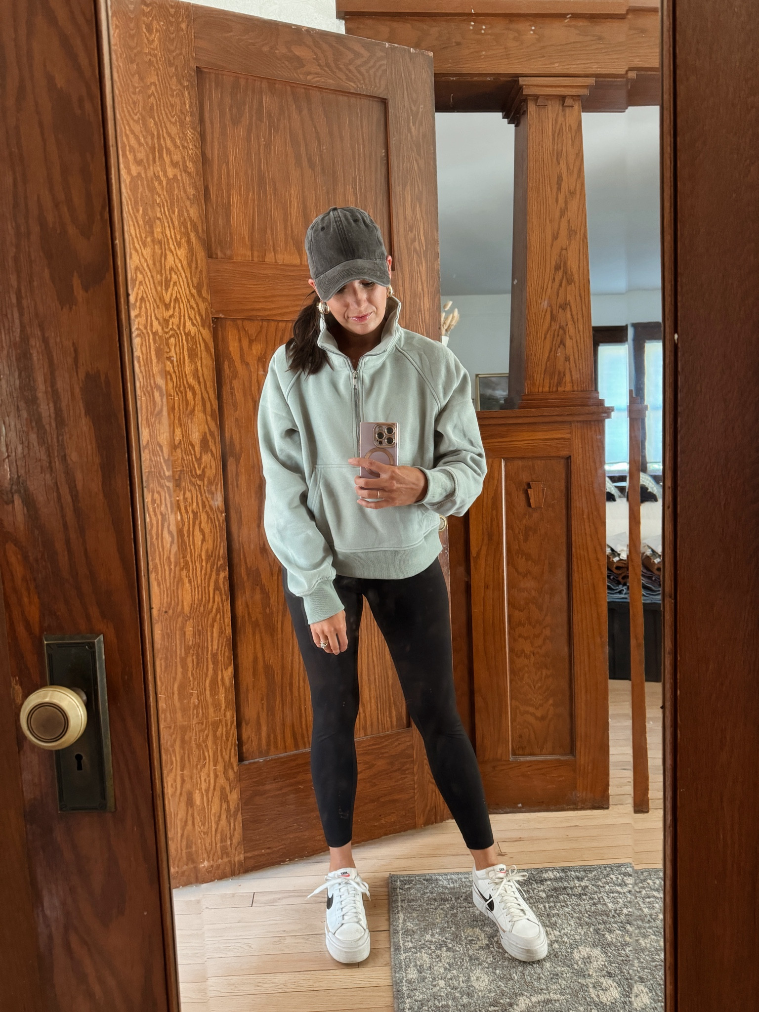 Everyday athletic wear for the mom on the go, Lululemon dupe leggings and pullover, high-waisted leggings, cropped zip up pullover, casual yet pulled together look, athleisure outfit 

#LTKFitness #LTKActive