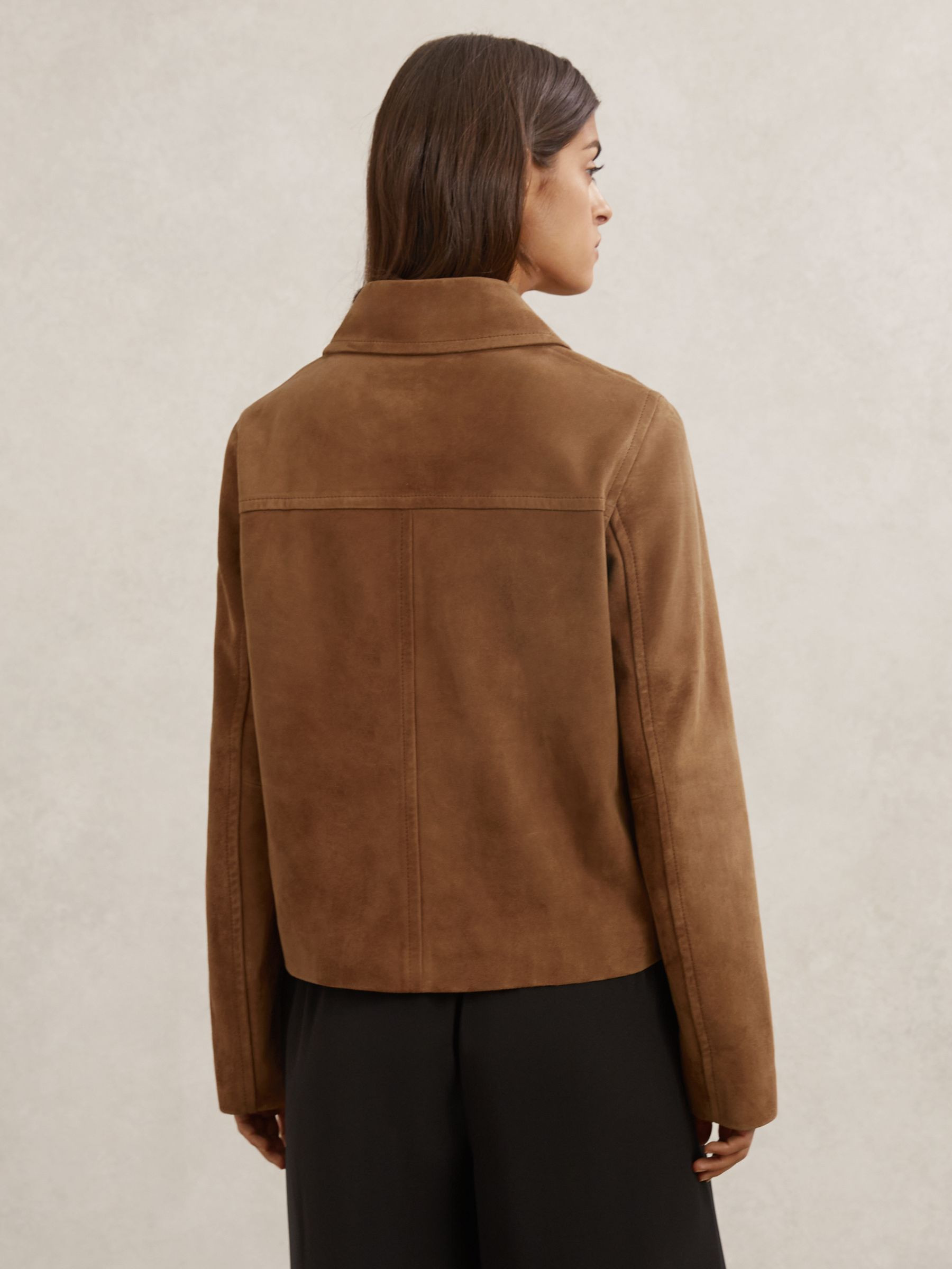 Reiss Suede Patch-Pocket Jacket in Tan | REISS | Reiss DE