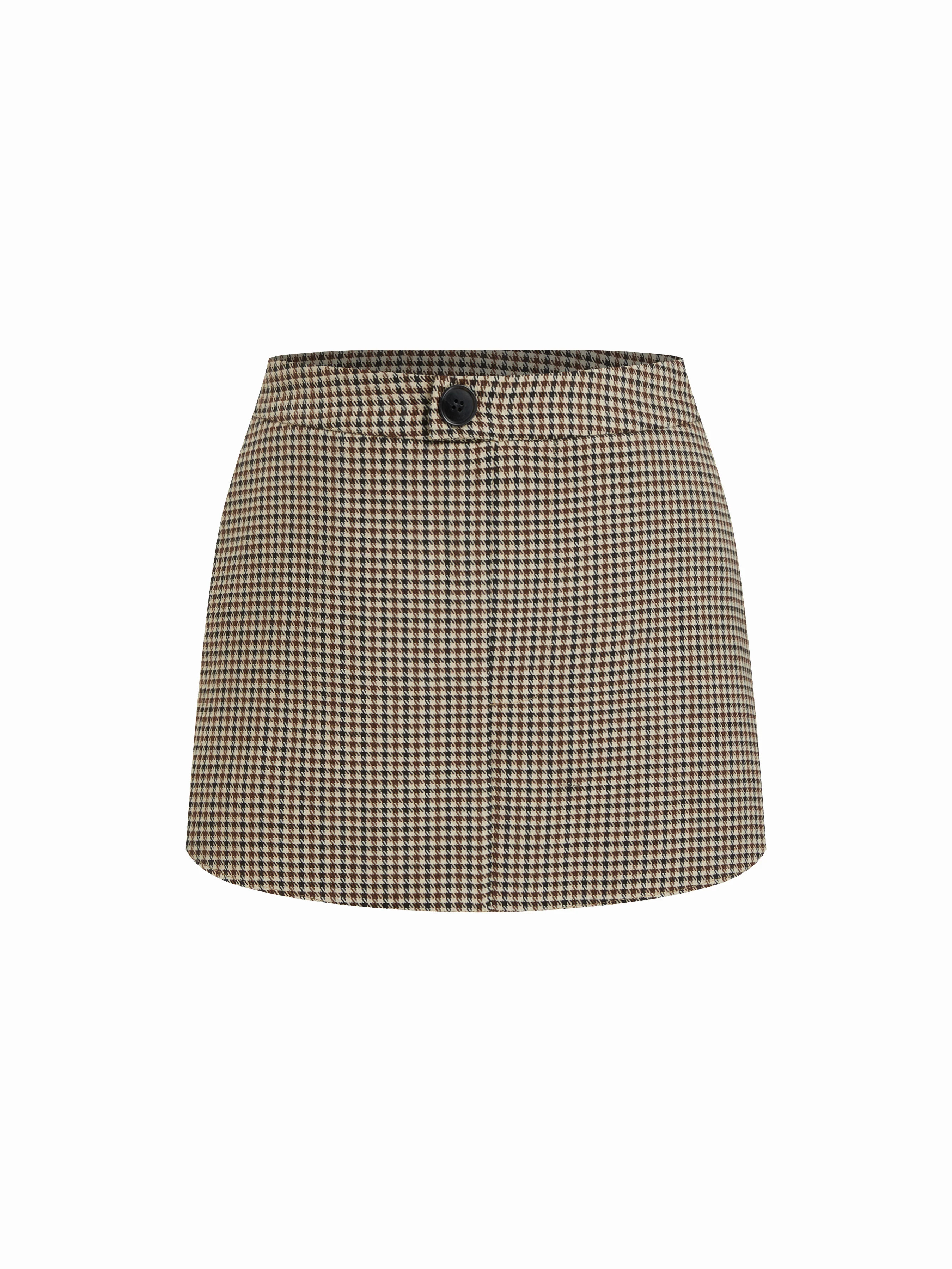 Mid Rise Houndstooth Pocket Mini Skort | Cider