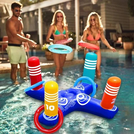 Novelty & Gag Toys Inflatable Pool Ring Toss Pool Game Toys Floating Blue | Walmart (US)