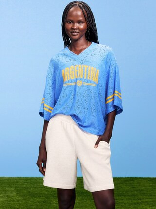 FIFA World Cup 26™ Argentina Boxy Lace V-Neck T-Shirt for Women | Old Navy (US)