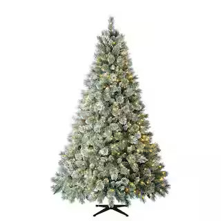 Home Accents Holiday 7.5 ft Sparkling Amelia Pine LED Pre-Lit Artificial Christmas Tree with 600 ... | The Home Depot