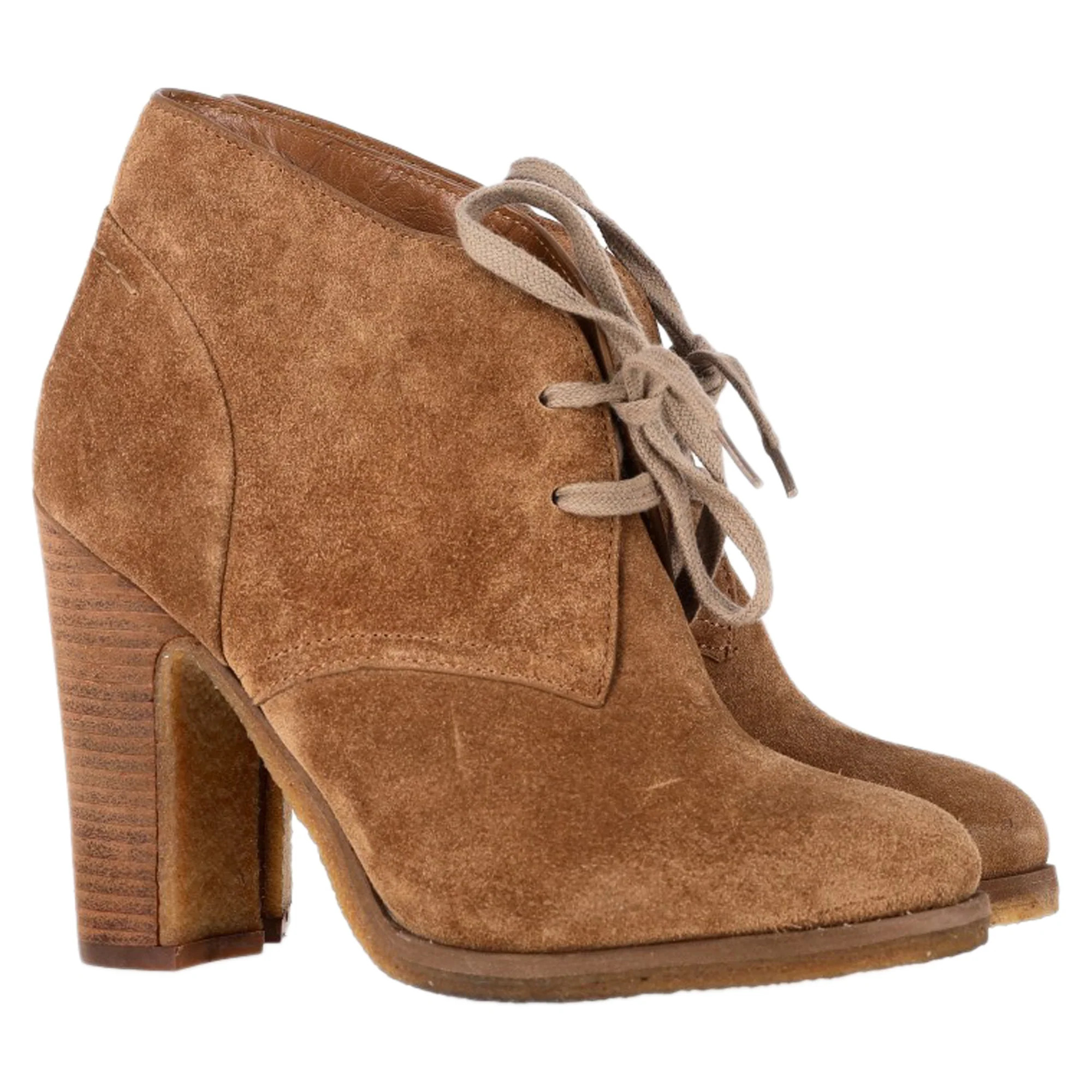 See by Chloé Lace-Up Ankle Heeled Boots in Brown Suede | Shop Simon