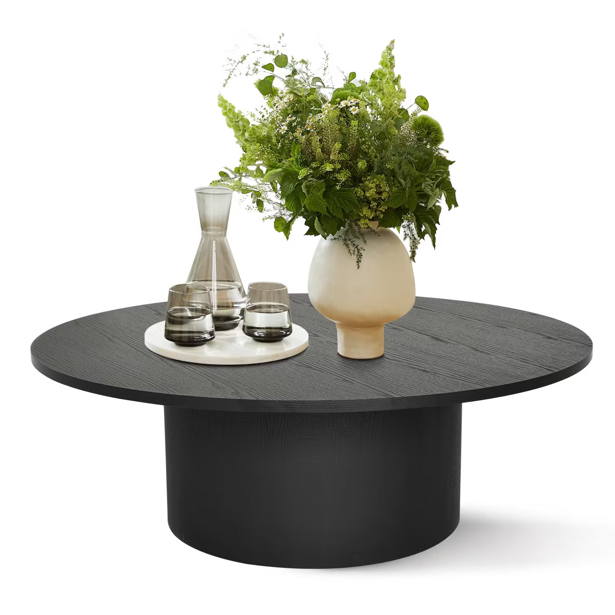 40" Dwen Manufactured Wood Foil with Grain Paper Round Coffee Table With Pedestal Base -The Pop M... | Target