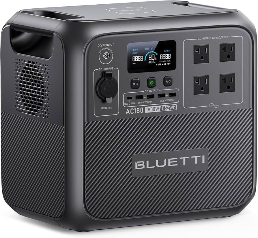BLUETTI Portable Power Station AC180, 1152Wh LiFePO4 Battery Backup w/ 4 1800W (2700W peak) AC Ou... | Amazon (US)