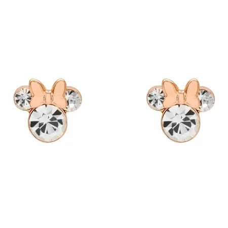 Disney Minnie Mouse Pink Plated Crystal Stud Earrings | Walmart (US)