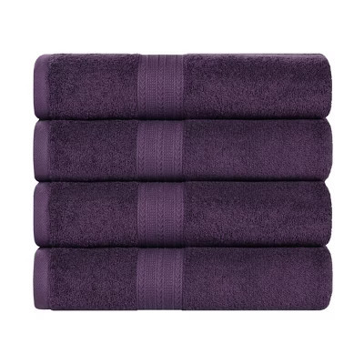 Eco-Friendly Sustainable Cotton Solid Lightweight 4-Piece Bathroom Towel Set, Eggplant - Blue Nile Mills | Target