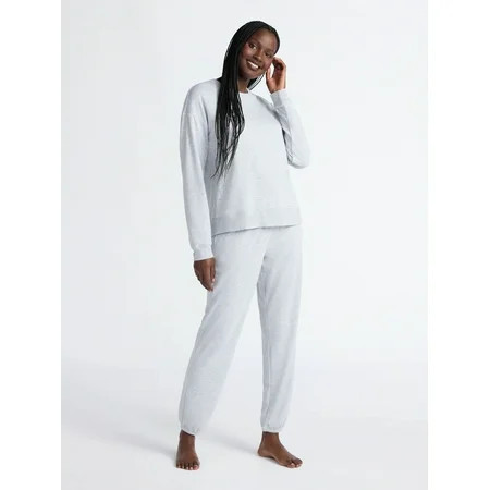 Joyspun Women’s Fleece Long Sleeve Top and Joggers Lounge Set, 2-Piece, Sizes XS-3X | Walmart (US)