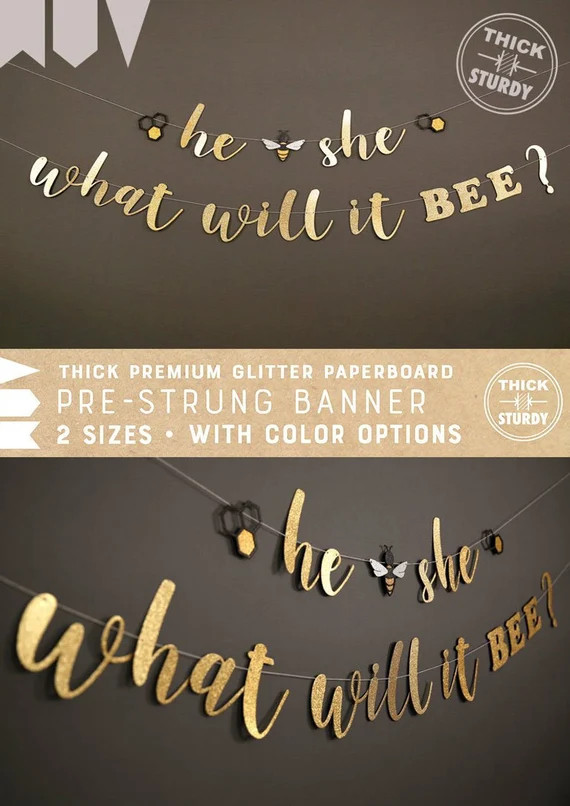 he or she what will it BEE banner, with bee and beehive, Gender Reveal banner, bee theme Baby Sho... | Etsy (US)