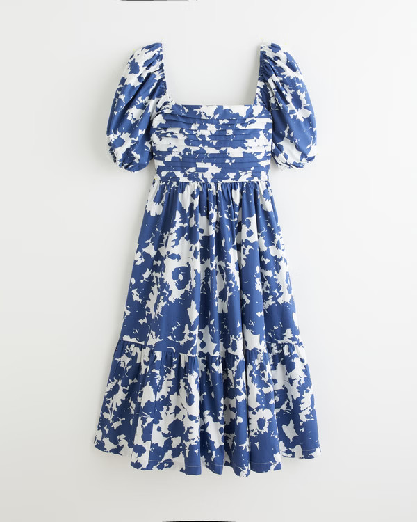 Women's Emerson Poplin Puff Sleeve Midi Dress | Women's Dresses & Jumpsuits | Abercrombie.com | Abercrombie & Fitch (US)