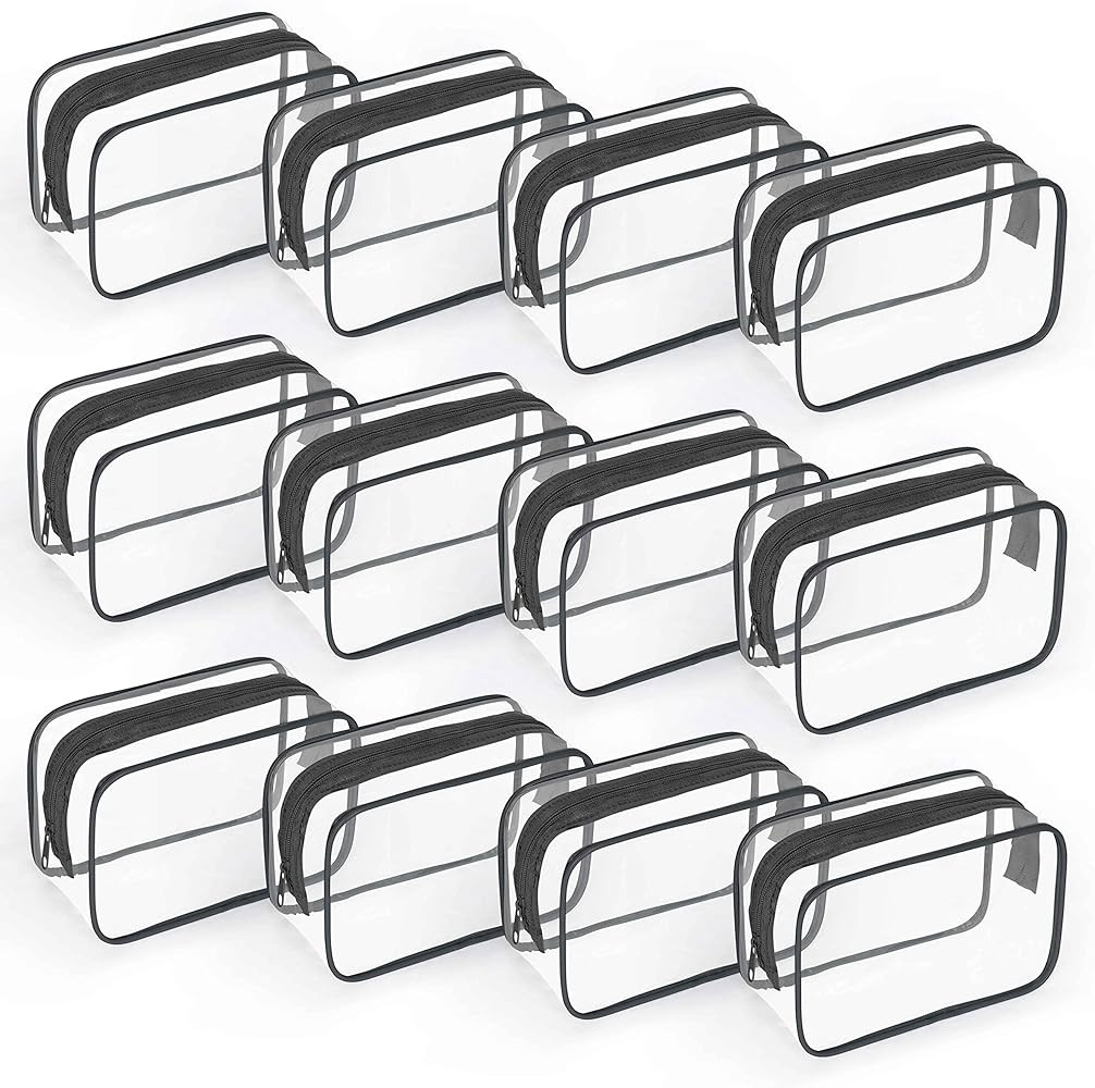 12 PCS Clear Toiletry Bag for Women Men, Transparent Cosmetic Bag for Travel Makeup Organizer TSA... | Amazon (US)