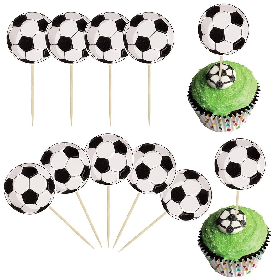36Pcs Soccer Ball Cupcake Toppers Sports Theme Football Cupcake Food Toothpicks Baby Shower Cake ... | Amazon (US)