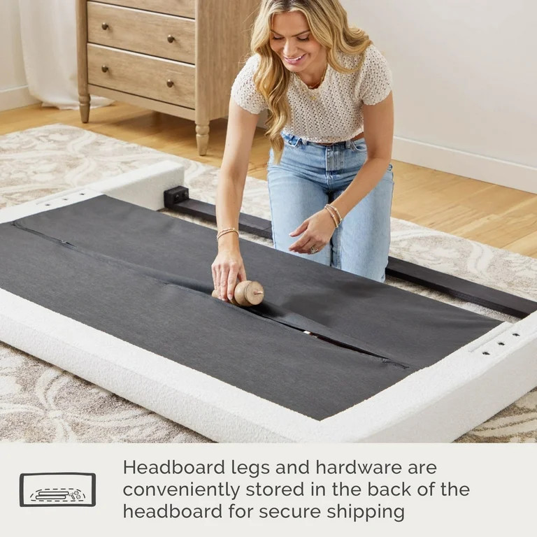 My Texas House Flynn Boucle Platform Bed, Queen, Cream | Walmart (US)