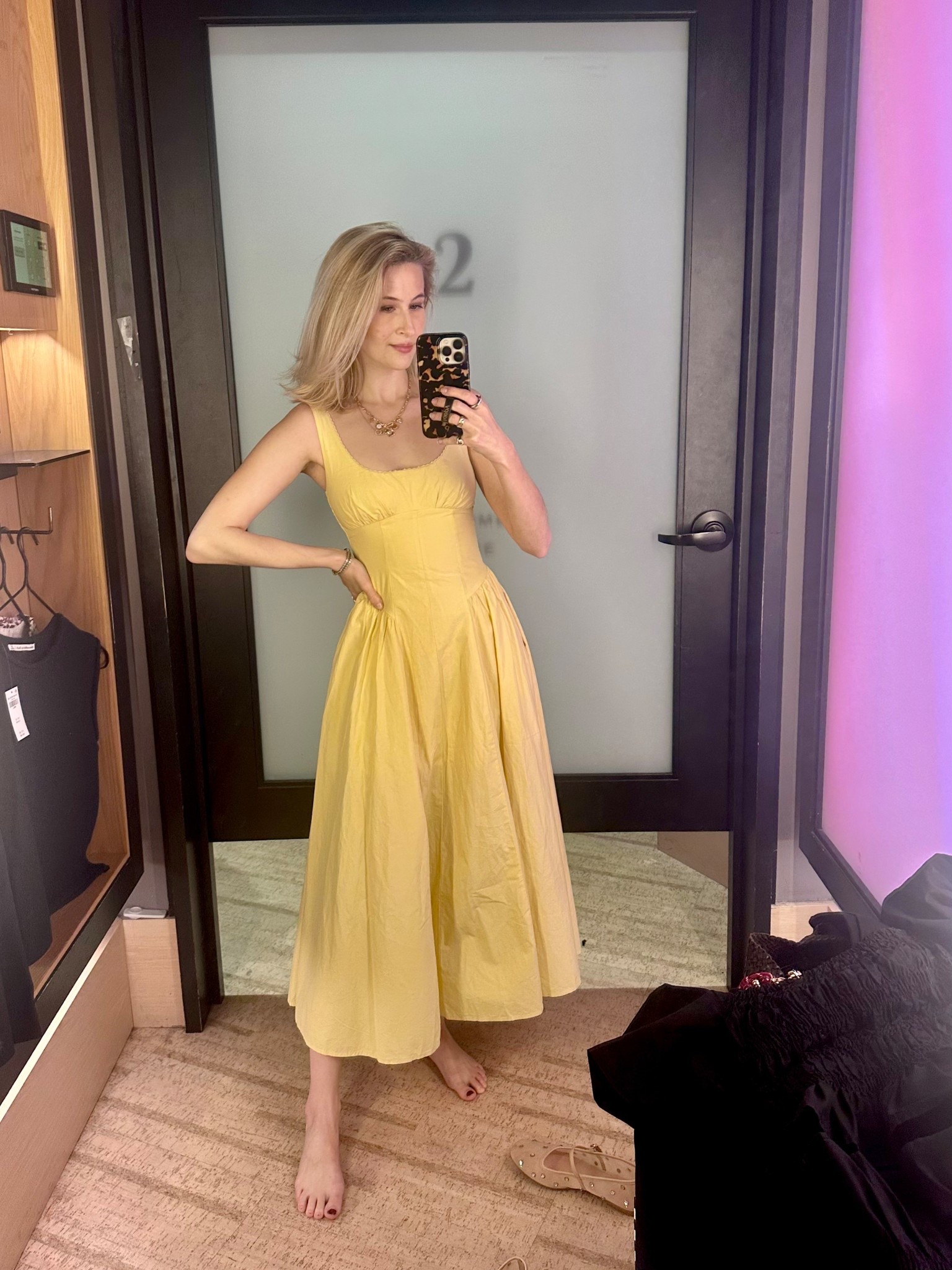Obsessed with this tea length dress (under $100 m) that’s very similar to a reformation dress I also have. Comes in many solids & prints)  linked both below 

Wearing my typical size xs

Spring dress | spring outfit | dresses | transitional outfit 

#LTKselfcare #LTKootd #LTKgrwm