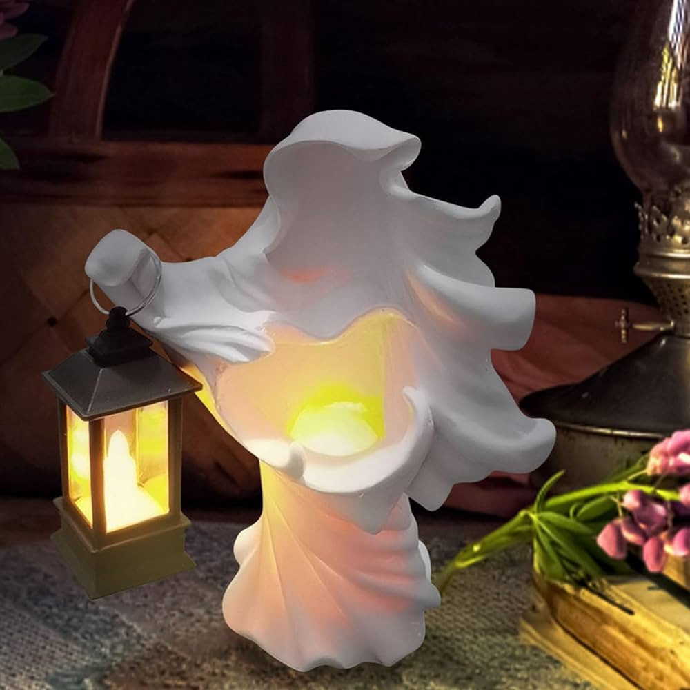 Cracker Barrel Ghost - Cracker Barrel Witch with Lantern, Resin Witch Statue Halloween Decoration... | Amazon (US)