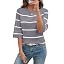 LOMON Womens Sweaters Casual Fall 2025 Crew Neck Striped 3/4 Sleeve Lightweight Knit Trendy Pullo... | Amazon (US)