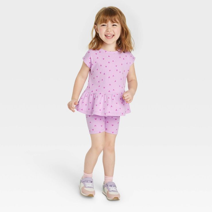 Toddler Girls' Heart Top & Bottom Set - Cat & Jack™ Purple | Target