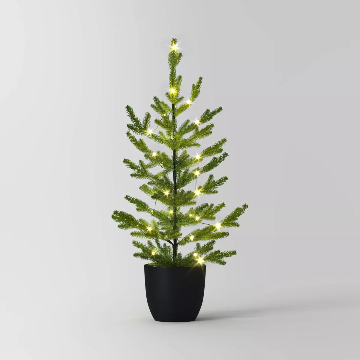 3' Pre-lit Indexed Balsam Fir Mini Artificial Christmas Tree in Black Pot Warm White Lights - Won... | Target