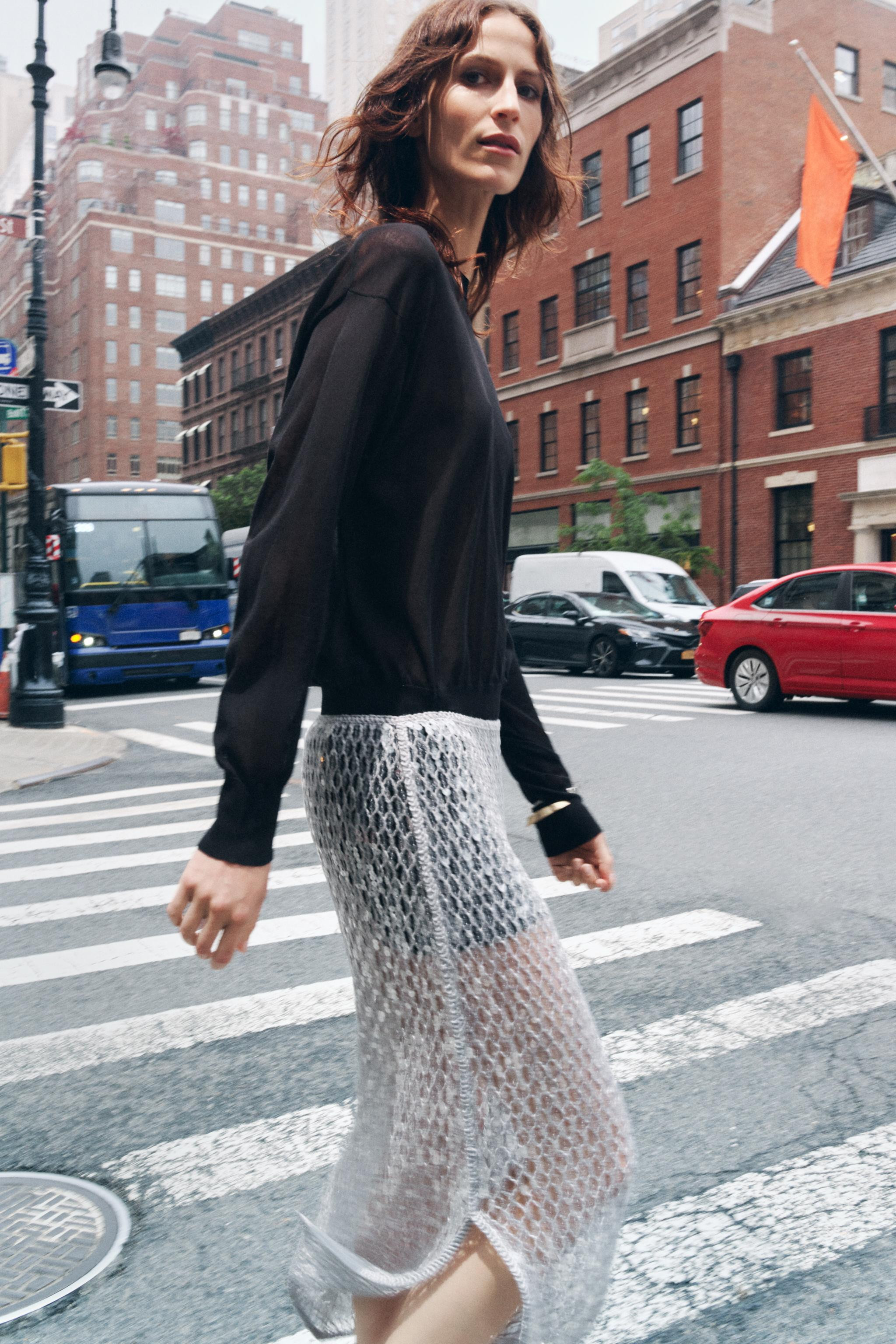 ZW COLLECTION SEQUIN MIDI SKIRT | Zara UK