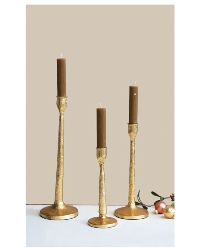 Cast Iron Taper Holder, 3 Sizes, Gold Finish. | The Nested Fig