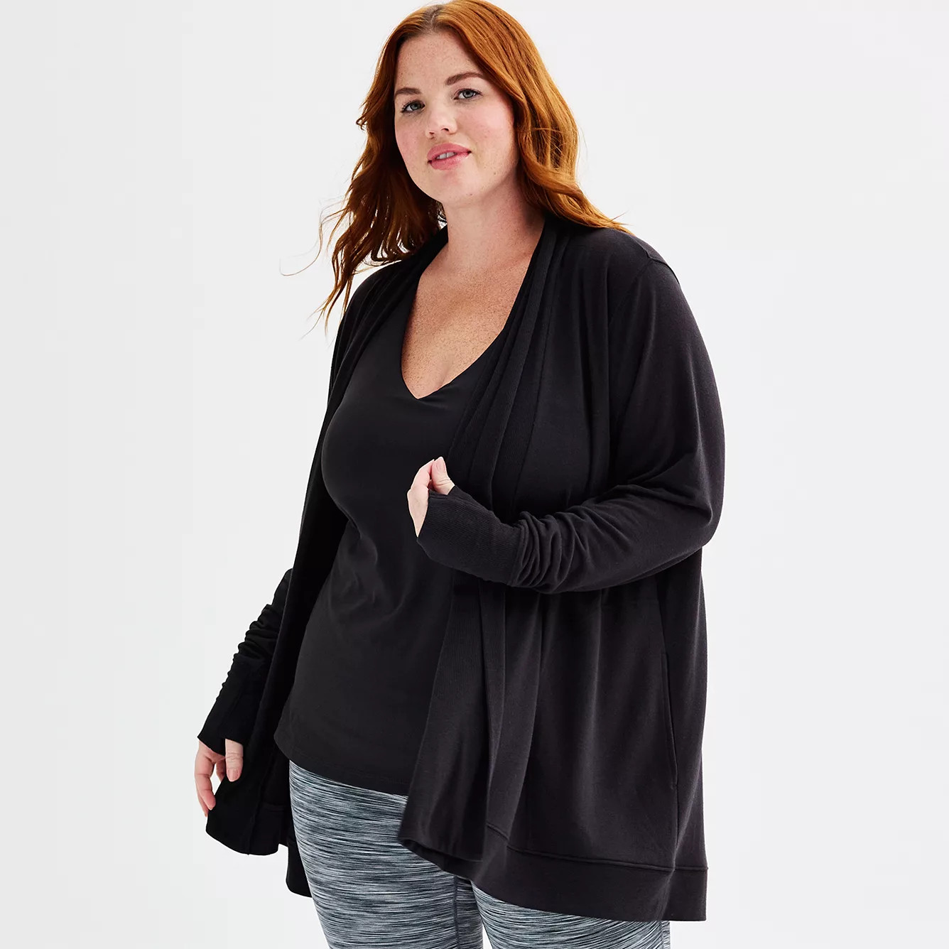 Plus Size Tek Gear® French Terry Wrap Cardigan | Kohl's