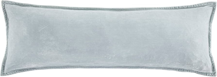 HiEnd Accents Stella Faux Silk Velvet Lumbar Pillow, 14x42 inch, Light Blue, Romantic Western Mod... | Amazon (US)