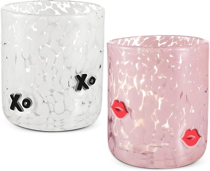 Skylety 2 Pcs Valentine Icon Juice Glass Rocks Glasses Wine Stemless Double Old Fashioned Icon Ha... | Amazon (US)