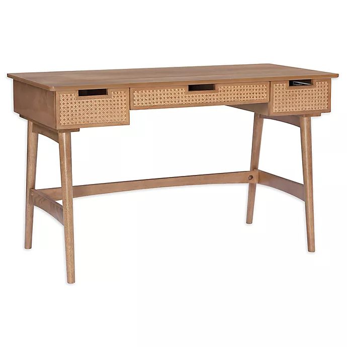 Linon Home Clarion Rattan Desk in Natural | Bed Bath & Beyond | Bed Bath & Beyond