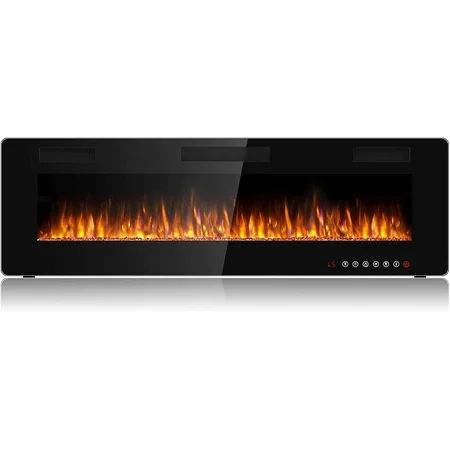 BOSSIN 60 inch Electric Fireplace Recessed Wall Mounted Electric Fireplace inserts Ultra Thin Adjust | Walmart (US)