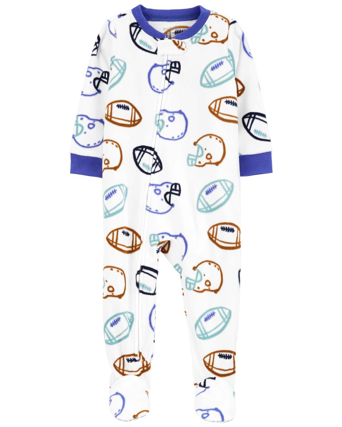 Ivory Baby 1-Piece Football Fleece Footie Pajamas | carters.com | Carter's