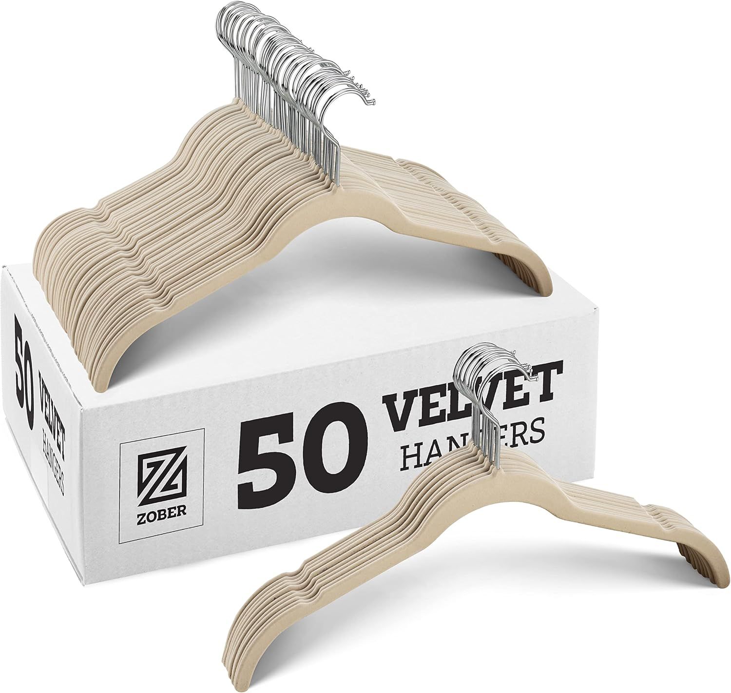 Premium Velvet Shirt Hangers (50 Pack) Non Slip Clothes Hangers, Ultra Slim Hangers Gain 50% Clos... | Amazon (US)