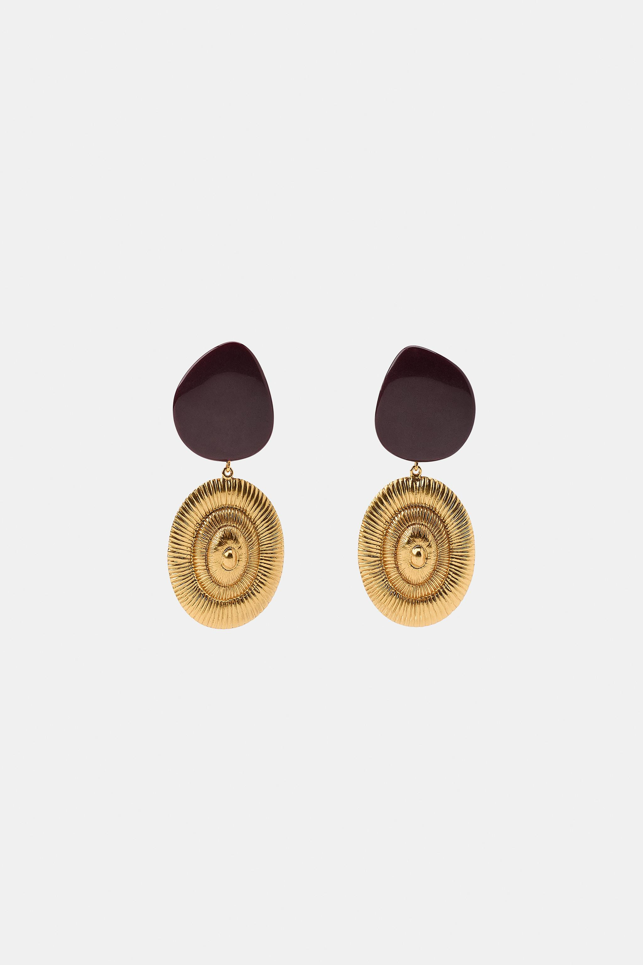 STONE SHELL EARRINGS | Zara US