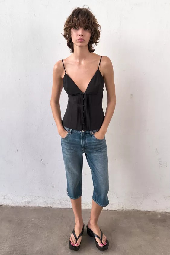 TOP À BRETELLES ET PLIS | Zara US
