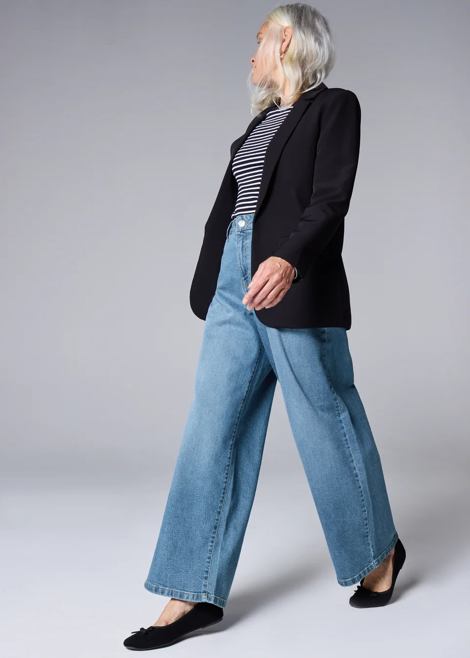 Mid Wash Stretch Wide Leg Jeans - Size 10 29 leg | Matalan (UK)